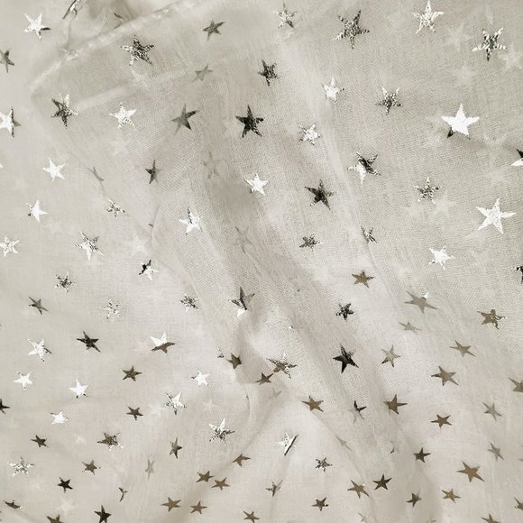 NWT Handmade Silver Star Scarf by Sana – Festive Elegance Design - Picture 3 of 15